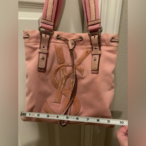 YSL Yves Saint Laurent Kahala  Pink Canvas Tote - Picture 13 of 16